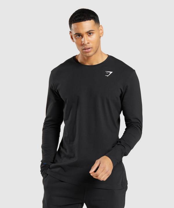 Panske Mikiny Gymshark Essential Long Sleeve Čierne | QJ4795103